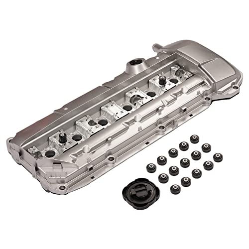 Aluminum Valve Cover Replacement for BMW 323i 323Ci 325i 325Ci 328i 328Ci 330i 330Ci 330Xi 525i 528i 530i X5 Z3 M52 M54 2.5L 2.8L 3.0L (with Gasket & Bolts) 11121432928 - size: 11121432928