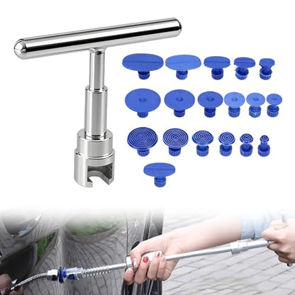 18PCS Car Dent Puller Kit, Dents Remover Tool for Car, Paintless Dent Removal Kit with T-Shape Slide Puller and 18 Suction Cups, Damage-Free Universal Auto Body Dents Repair for Cars and SUVs