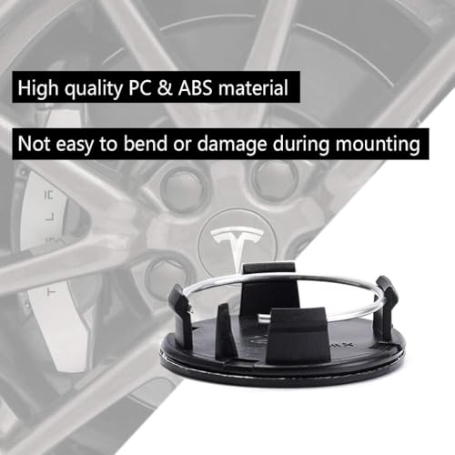 4 Pack Wheel Center Hub Caps Compatible with Tesla Model 3 Model Y - color: Red