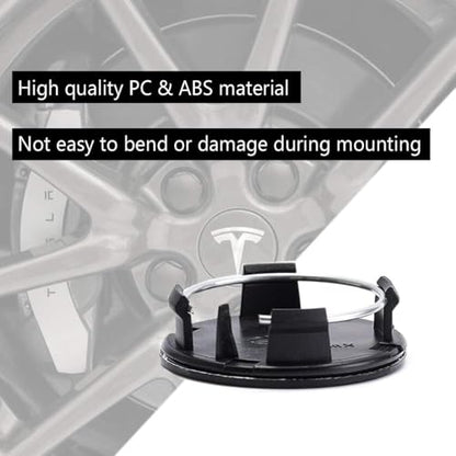 4 Pack Wheel Center Hub Caps Compatible with Tesla Model 3 Model Y - color: Red