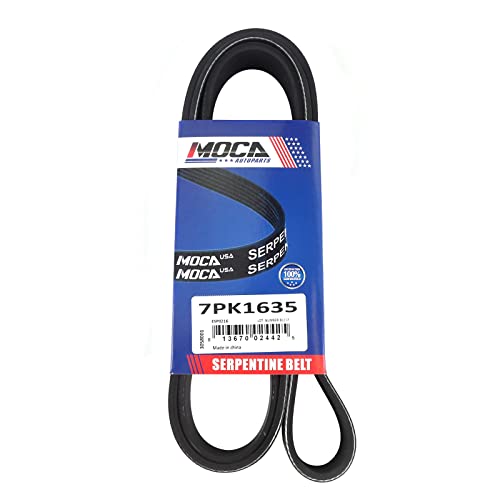 MOCA 7PK1635 EPDM Serpentine Belt for 00-03 for BMW X5 & 01-03 for BMW 540i & 12-16 for BMW M6 & 13-16 for BMW M5 4.4L V8 - size: 7PK1635
