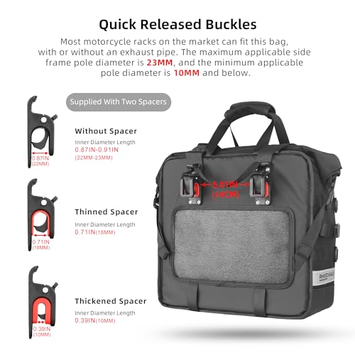 Rhinowalk Motorcycle Saddlebags Waterproof 25L Saddle Bag Quick Release side bag Fits Most Adventure and Sports Bike Motorcycle Racks,1 pack - size: 25L
