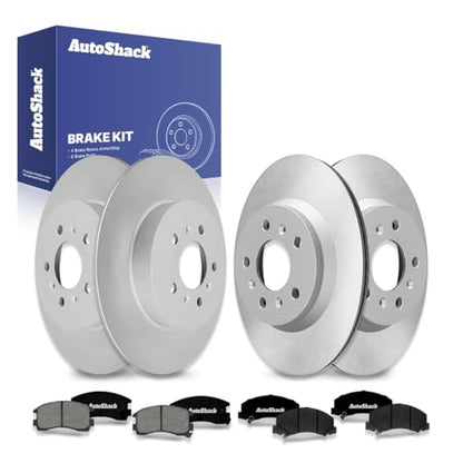 AutoShack Front & Rear Coated Rotors & Premium Pads for Chevy Impala 2010 - style: ArmorStop & Premium Pad