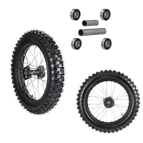 19" Front & 16" Rear Dirt Bike Wheel Set – 70/100-19 + 90/100-16 Knobby Tires, 12mm/15mm Bearings, Rim & Tube Assembly for Pit Bike, Offroad, SSR Taotao DBX1 Apollo Z20 Max 125cc 150cc 200cc - size: Front + Rear