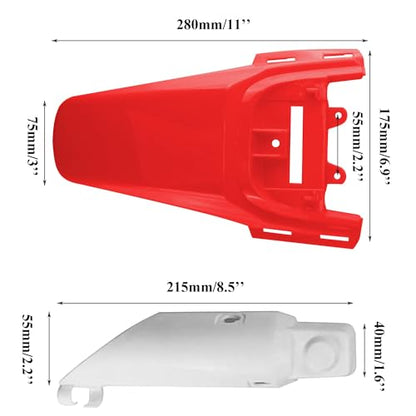 PRO BAT 7 PCs CRF50 Plastic Fender Kit with Fork Suspension Guard Cover - color: White, Red