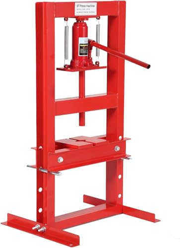 6-Ton Hydraulic h-Frame Shop Press with Adjustable Worktable & Press Plates | Heavy-Duty Press for Bending Straightening Bearing Installation | Ideal for Auto Repair Garages & Workshops,Red. - color: Red -6T