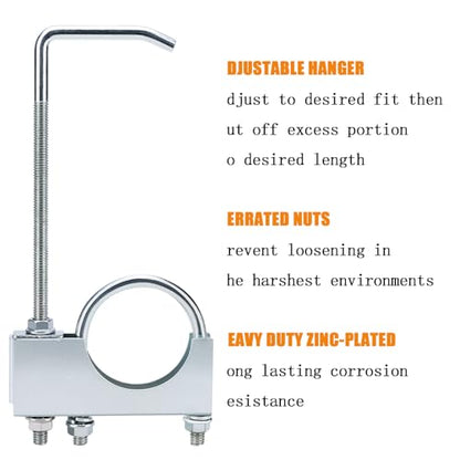 Exhaust Clamp With Hanger Fits 3" Exhaust Pipe, 2 PCS - style: 2 PCS
