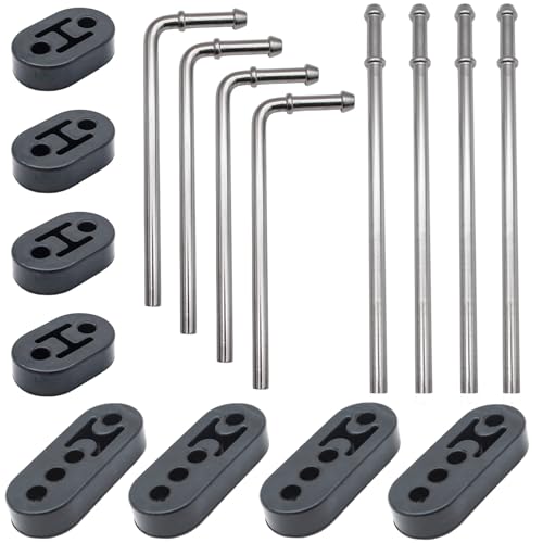 16PCS Exhaust Hanger 304 Stainless Steel 3/8"(10MM) Rod Rubber Hanger Set - size: 16PCS 304 Stainless Steel Hanger Rod With Rubber