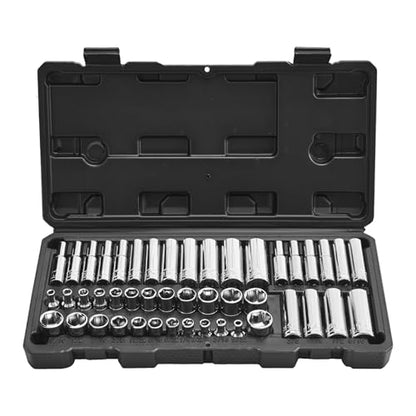VEVOR Socket Set, 46 Pieces, 1/4 inch Drive Socket Tool Set, SAE and Metric Size, Deep and Standard, Mechanic Tool Kit with Storage Case, Chrome Plated CR-V Alloy Steel, for Automotive Repair - size: 46-PCS