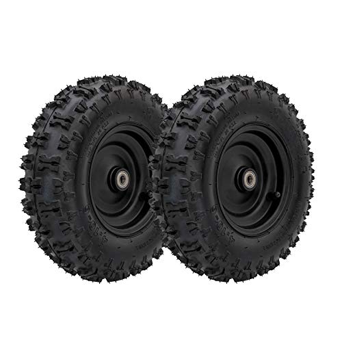 2pcs 4.10-6 Go Kart ATV Tubeless Tire with Rim and 6001ZZ Bearings 12mm/0.5'' | Front Tires Rims for Scooter Quad Bikes 4 Wheelers