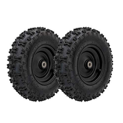 2pcs 4.10-6 Go Kart ATV Tubeless Tire with Rim and 6001ZZ Bearings 12mm/0.5'' | Front Tires Rims for Scooter Quad Bikes 4 Wheelers