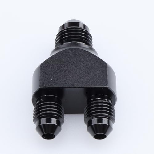 AC PERFORMANCE -6 AN In to -4 AN Out Y Block Splitter Fuel Fitting Aluminum Black - color: Black, size: 6AN to 2 x 4AN