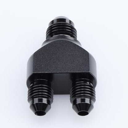 AC PERFORMANCE -6 AN In to -4 AN Out Y Block Splitter Fuel Fitting Aluminum Black - color: Black, size: 6AN to 2 x 4AN