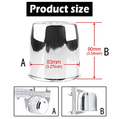 4Pcs 3.27" OD 3.54" H Push Through Trailer Wheel Center Cap for Rim - color: Chrome, size: 3.27" Hub 3.46" H
