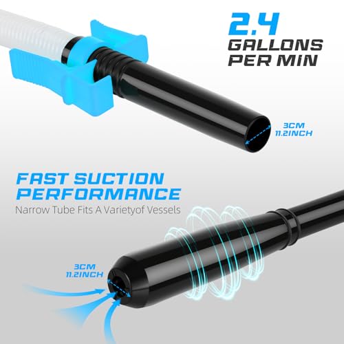 Portable Transfer Pump Battery Operated Electric Siphon Pump for Gas, Fuel, Diesel, Water Transfer 2.4 GPM Flow Oil Extractor, 47 Inches Hose-Easy to Use Hand Fuel Pump, Multi-Use Transfer Pump(Blue) - color: 1 Pack Blue