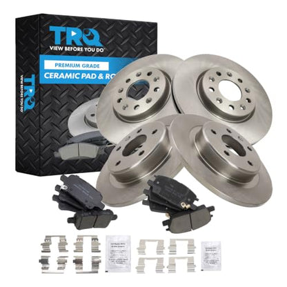 TRQ Front & Rear Posi Ceramic Disc Brake Pads & Rotors Kit - style: BKA14603