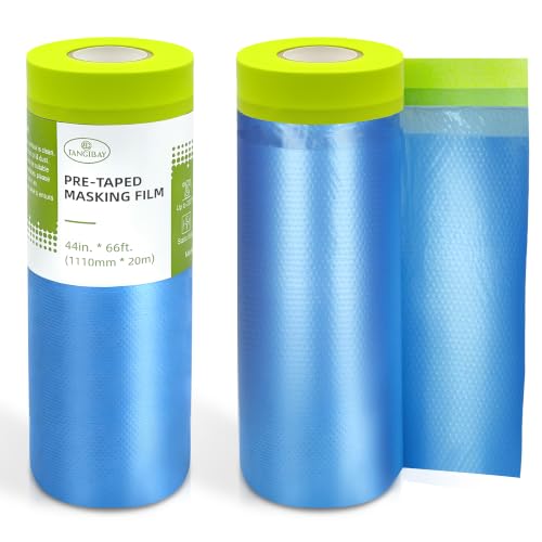 Tangibay Pre-Taped Masking Film for Painting, 44" x 66', 2 Rolls - size: 2 Rolls: 44"