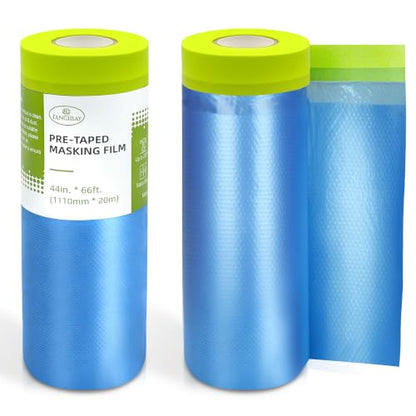Tangibay Pre-Taped Masking Film for Painting, 44" x 66', 2 Rolls - size: 2 Rolls: 44"