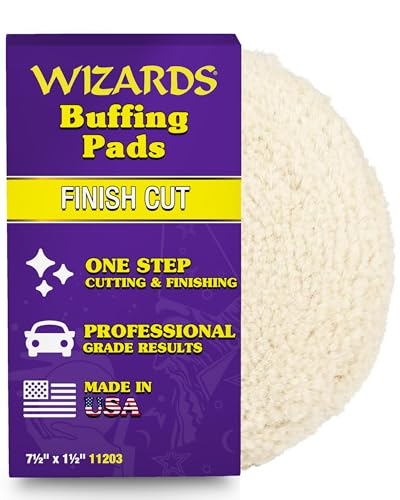 Wizards Finish Cut Buffing Pad - Blended Wool & Polyester - 7.5" x 1.5" - color: Finish Cut Buff Pad
