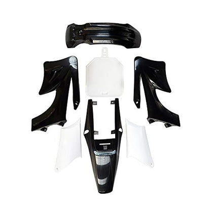 TDPRO Plastic Fairing Kit Fender Parts and Black Seat & 3L Gas Petrol Fuel Tank for Apollo Orion 110cc 125cc 150cc Pit Dirt Bike (4Black+3White) - color: 4Black+3White