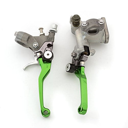 Dirt Bike Brake Master Cylinder Reservoir Cable Clutch Levers for KX65 KX80 KX85 KX100 KX112 KX125 KX250 KX450 KX250F KX450F KLX KLR KDX 125 140 250 230 300 400 450 650 - color: Green