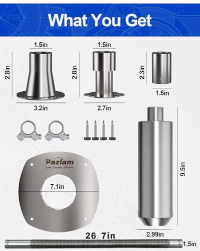 Generator Exhaust Extension Kit, Stainless Steel Flexible Pipe Muffler - color: Silver