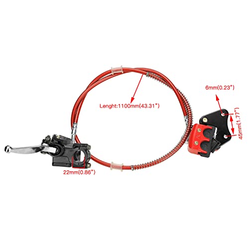 FVRITO Front Disc Hydraulic Brake Master Cylinder Caliper Handle Lever Line Assembly with Brake Pads for 50cc 70cc 90cc 110cc 125cc SSR TaoTao Apollo Coolster Moped Scooter Chinese Pit Dirt Bike Red - color: Red