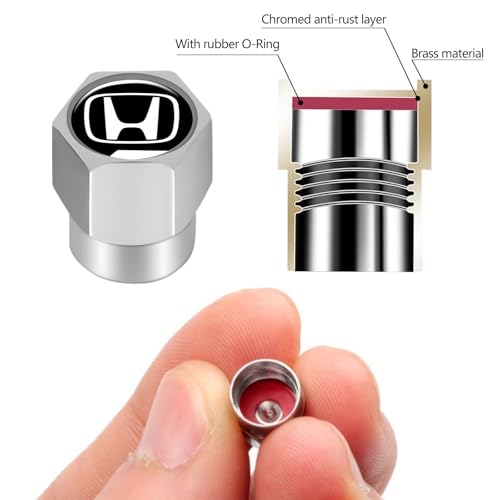 Tire Valve Stem Caps Cover for Honda Metal Wheel Air caps Auto Valve Stem Caps Accessories 4 Pack Silver - color: Silver-06