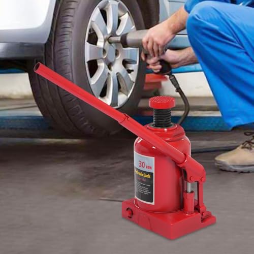 Hydraulic Bottle Jack, Hydraulic Stubby Low Profile Bottle Jack 30 Ton (66,138 lbs) - Compact 9.25" Height Alloy Steel Cylinder Jack for Automotive, Industrial & Equipment Lifting