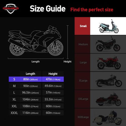 Ultimum Series Motorcycle Cover Waterproof All Weather Protection Universal Heavy Duty Night Reflector with Lock-Holes Compatible with Suzuki Harley Davidson Kawasaki Yamaha Honda Red Small - size: S