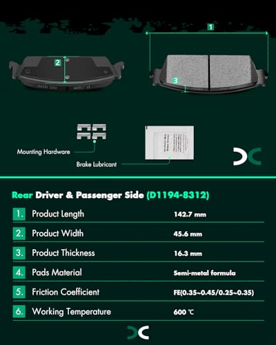 SCITOO Brake Kits Front Rear Brake Rotors Brake Pad:55097;55133;D1092;D1194 - size: 55097+D1092 & 55133+D1194 [4+8PCS]