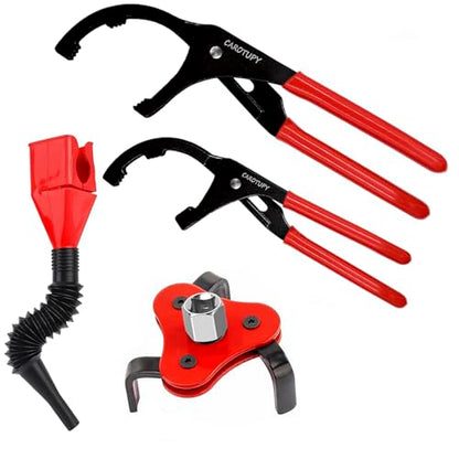Oil Filter Wrench Set, 3-Jaw Oil Filter Wrench With Small Funnel - size: 4 Pack - Black