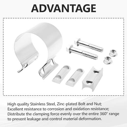 3.5''Exhaust Butt Joint Exhaust Seal Band Clamp Sleeve Coupler - size: 3.5 Inch