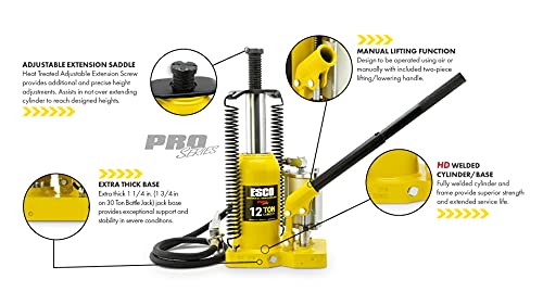 Pro Series 12 Ton Air Hydraulic Bottle Jack - style: 12 Ton Capacity