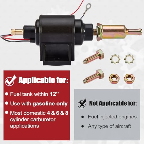 CarBole Universal Electric Fuel Pump 12V Low Pressure 2-3.5 PSI, Inline Gasoline Diesel Pump Compatible for Carburetors Cars Trucks Boats Engine - color: 28GPH 2-3.5PSI for Gasoline