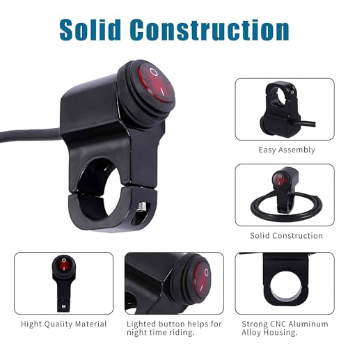 Wiring Harness Switch Kit for Motorcycle LED Light,with 3 Models:Always On/Strobe/Left and Right Flashing,by Upgrade IC Intelligent Control Motorcycle Driving Lights Switch