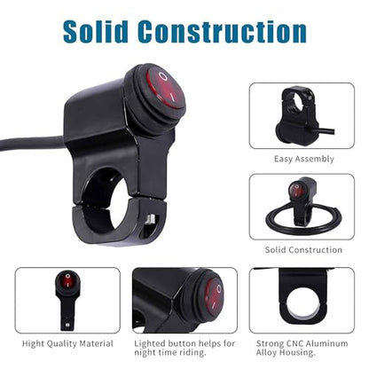 Wiring Harness Switch Kit for Motorcycle LED Light,with 3 Models:Always On/Strobe/Left and Right Flashing,by Upgrade IC Intelligent Control Motorcycle Driving Lights Switch