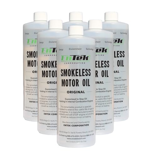 Entek Smokeless Motor Oil - Synthetic No Smoke Motor Oil - Emission-Test Ready - Prolong Engine Life, Reduce Burn-Off, Stop Blue Smoke, and Restore Power - Reduce Minor Leaks - 6 Quart Case - size: 6 Quarts