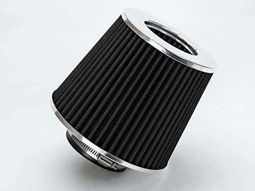 Rtunes Racing 2.75-Inch 70mm Washable Dry Clamp-On Cone Air Filter, Black - size: Universal 2.75"