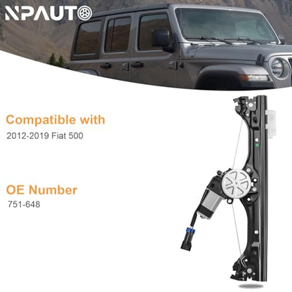 NPAUTO Front Left Driver Side Power Window Regulator with Motor Replacement for Fiat 500 2012 2013 2014 2015 2016 2017 2018 2019, 751-648 - style: Front Driver Side