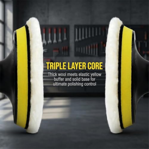 7 PCS 3 Inch Wool Polishing Buffing Pad Polishing Buffing Wheel with M10 Drill Adapter, Car Buffer Drill Attachment, Drill Buffer Polisher Attachmen for Car, Glass, Tile, Tire Polishing & Waxing - size: 7 Pcs 3 Inch