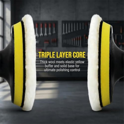 7 PCS 3 Inch Wool Polishing Buffing Pad Polishing Buffing Wheel with M10 Drill Adapter, Car Buffer Drill Attachment, Drill Buffer Polisher Attachmen for Car, Glass, Tile, Tire Polishing & Waxing - size: 7 Pcs 3 Inch