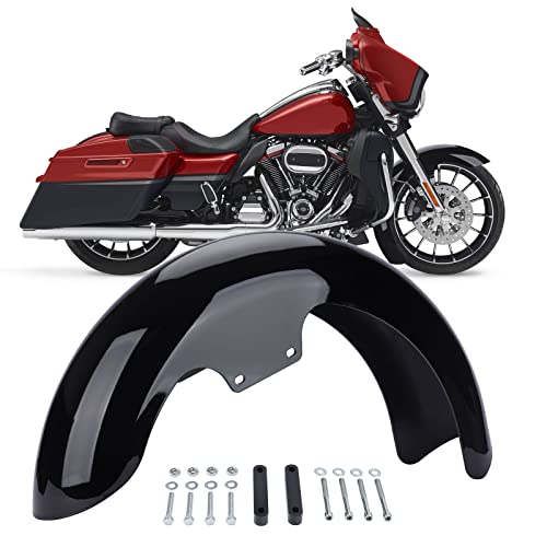 Motorcycle 17 inches Front Fender, Wheels Wrap Front Fender Fit for Harley Touring Road King Road Glide Electra Glide Street Glide (Gloss Black)
