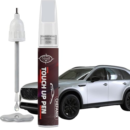 Rhodium White Metallic(51K) Touch Up Paint Pen Compatible with Mazda - Exact Color Match, 2-in-1 Brush & Pen,Car Paint Scratch Repair Kit for CX-5/CX-90/CX-70 - color: Rhodium White Metallic(51K) for CX-5/CX-90/CX-70