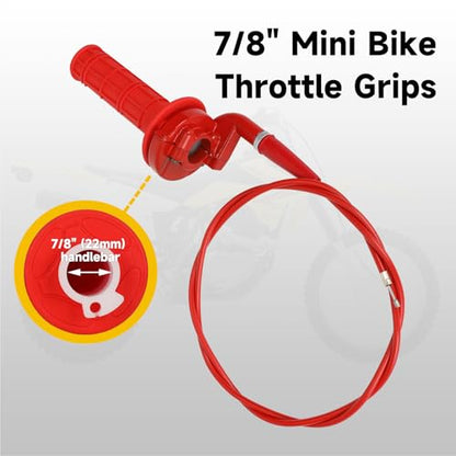 HIAORS 7/8" Mini Bike Throttle Cable Kit Assembly Compatible with Predator 212cc 196cc Coleman CT200U CT200U-EX BT200X CC100X Baja Warrior MB200 DB30 Motovox SSR Apollo CRF50 Pit Dirt Bike Parts (Red) - color: Red