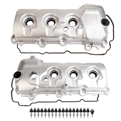 Aluminum Engine Valve Cover Compatible with Ford Flex Edge Fusion Taurus Lincoln MKS MKT MKX MKZ 2007-2012 3.5L V6 - size: Right Side & Left Side