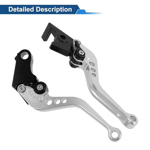 Short Brake Clutch Levers for Honda CBR500R 2013-2021 6 Position Adjustable Motorcycle Handlebar Brake Lever Aluminum Alloy Solid Silver Tone 1 Pair