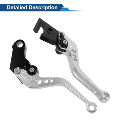 Short Brake Clutch Levers for Honda CBR500R 2013-2021 6 Position Adjustable Motorcycle Handlebar Brake Lever Aluminum Alloy Solid Silver Tone 1 Pair