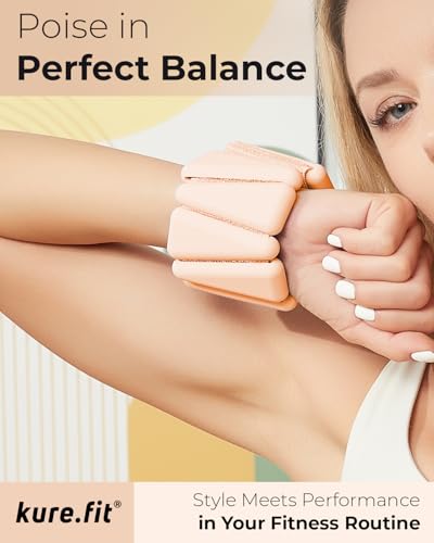 Pilates Wrist & Ankle Weights | Adjustable Weighted Bangles | 1/2/3LB Each - color: Sand, size: 1 LB