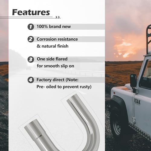 Exhaust Pipe Kit 2.5 Inches Mild Steel DIY Custom Exhaust Kit Tubing Mandrel Bend Pipe Straight & U-Bend 16 Gauge Universal 8PCS - size: 2.5 inch-8 pcs
